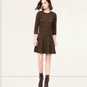 LOFT Black and Brown Leopard Print Mini Dress